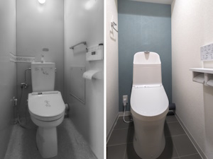 ◎ライトブルーが印象的で清潔感も機能性も向上したトイレ空間