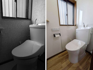 ◎水はね対策パネルで清潔感が続くトイレ