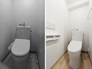 ◎白を基調に清潔感あふれる空間へ。お手入れもしやすいシンプルモダントイレ