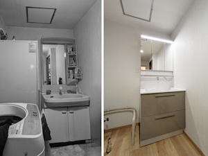 ◎デザイン性と機能性を両立。洗練されたモダンなサニタリースペース